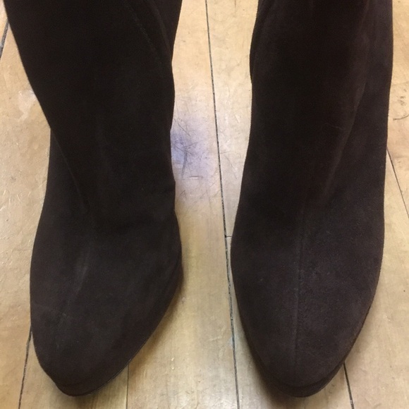 39.5 chocolate Brown Suede Mid Calf Boot Prada EUc - Picture 3 of 8